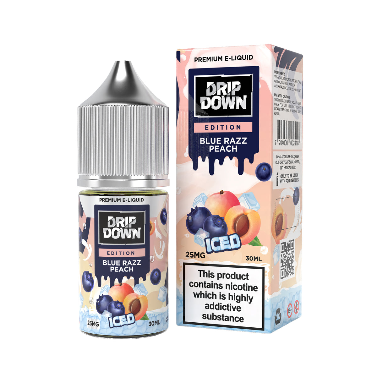 Drip Down Edition Nic Salt – Blue Razz Peach Ice 30ml (25MG-50MG)
